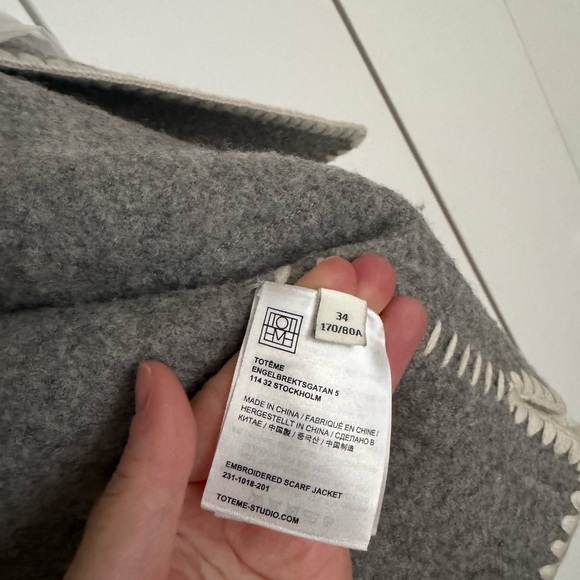 Toteme Gray Wool Jacket with Scarf Detail - Picture 7 of 7